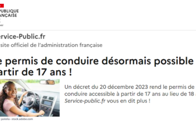 Le permis de conduire désormais possible à partir de 17 ans !