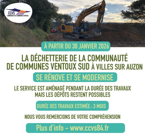 Info travaux déchetterie Villes-sur-Auzon